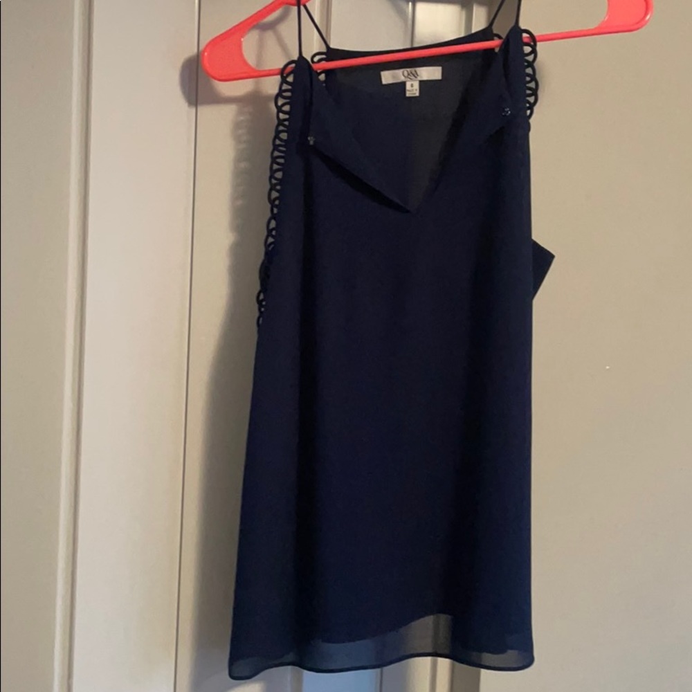 Blue sleeveless blouse